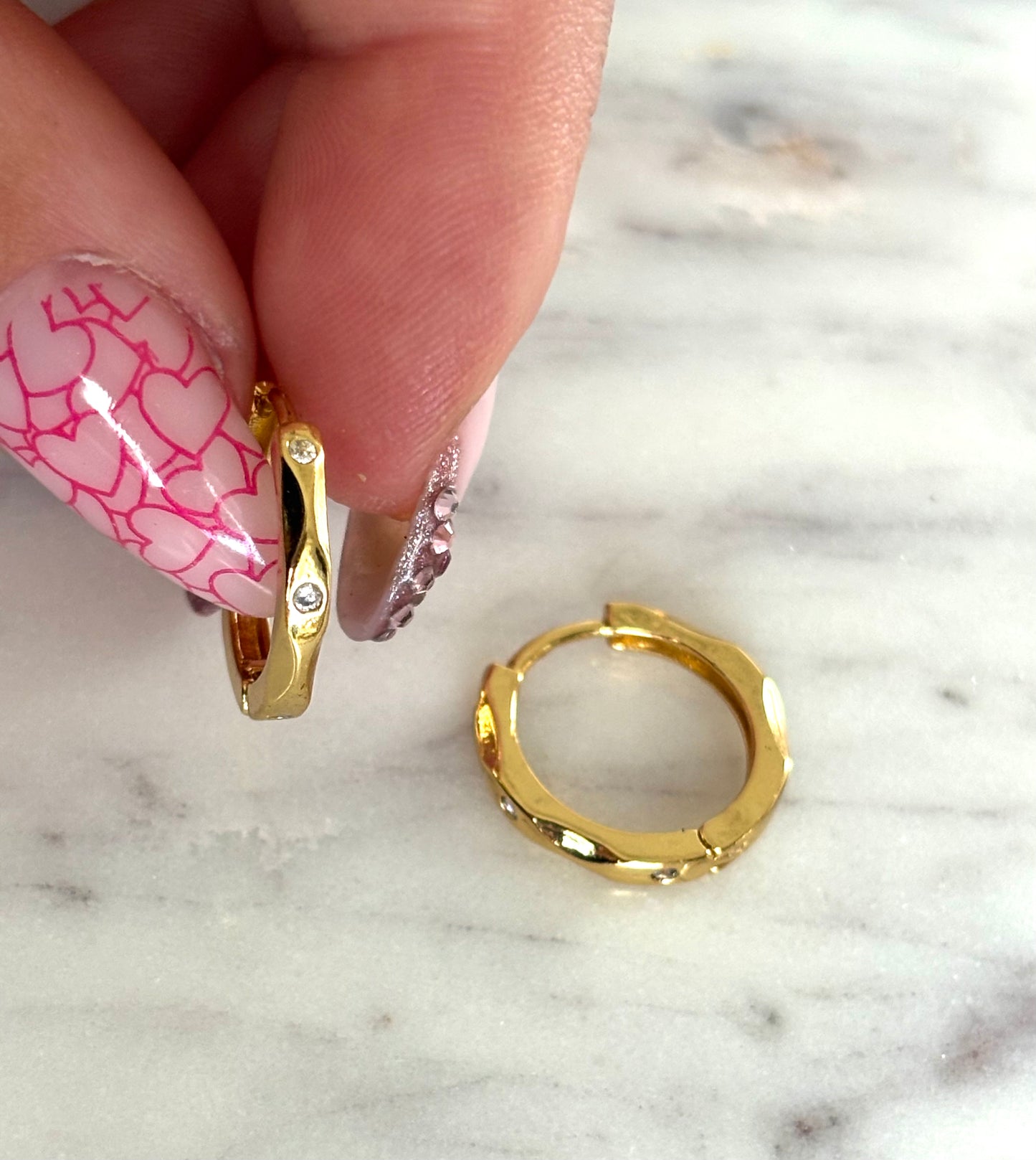 Petites créoles en acier inoxydable strass - OR