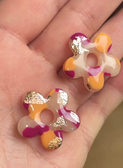 ADELINE framboise/papaye réversibles 🩷🧡 (sans créoles)