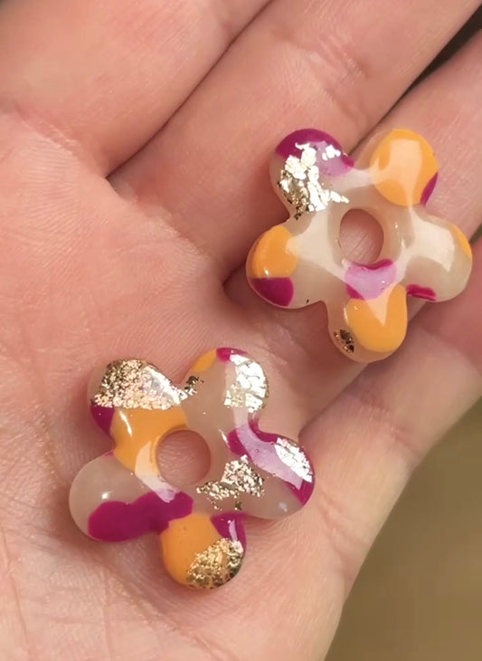 ADELINE framboise/papaye réversibles 🩷🧡 (sans créoles)