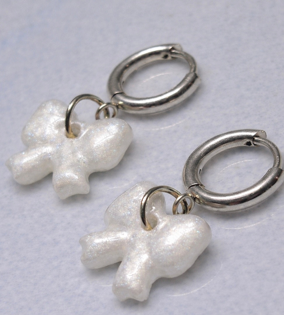 Créoles Nœuds nacrés - ARGENT