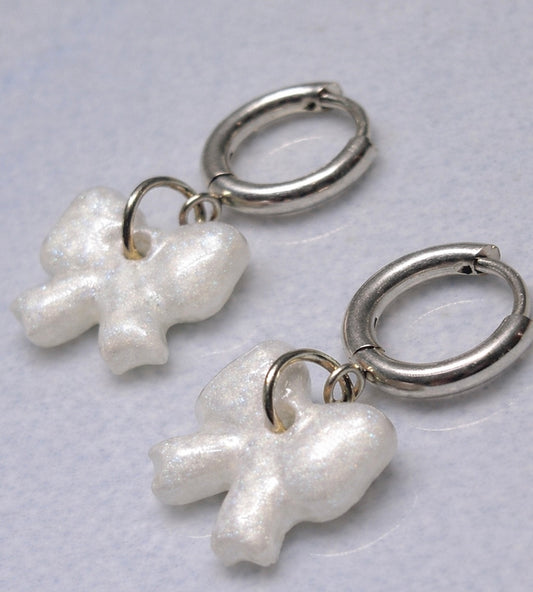 Créoles Nœuds nacrés - ARGENT