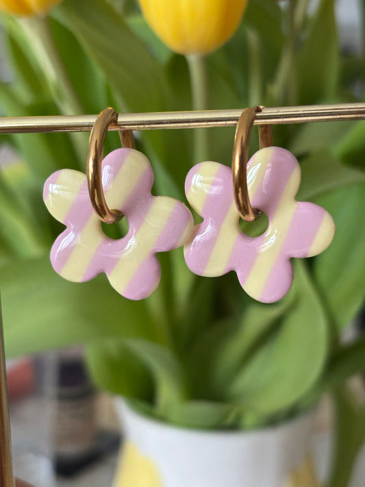 MATHILDE - Rayées rose/jaune (sans créoles)