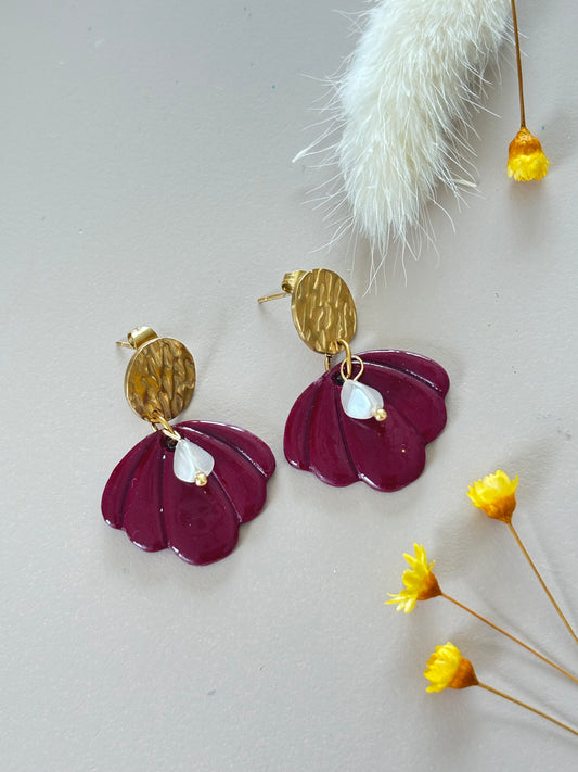 Boucles ROMY Perles - Bordeau
