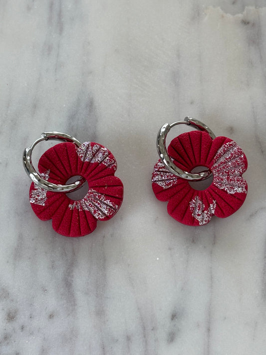 COQUELICOT - Rouge argent (sans créoles)