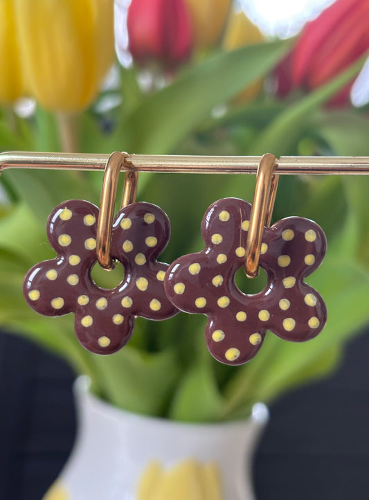 MATHILDE - Pois marron/jaune (sans créoles)