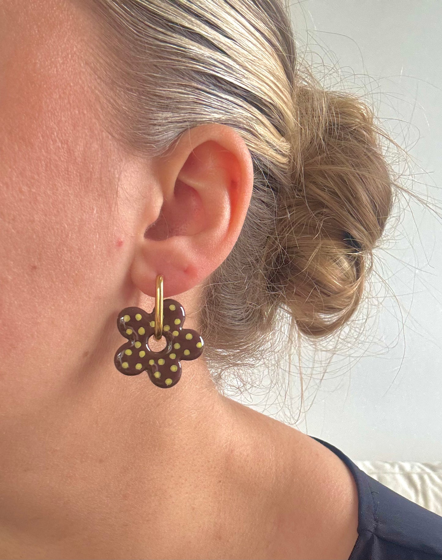 MATHILDE - Pois marron/jaune (sans créoles)