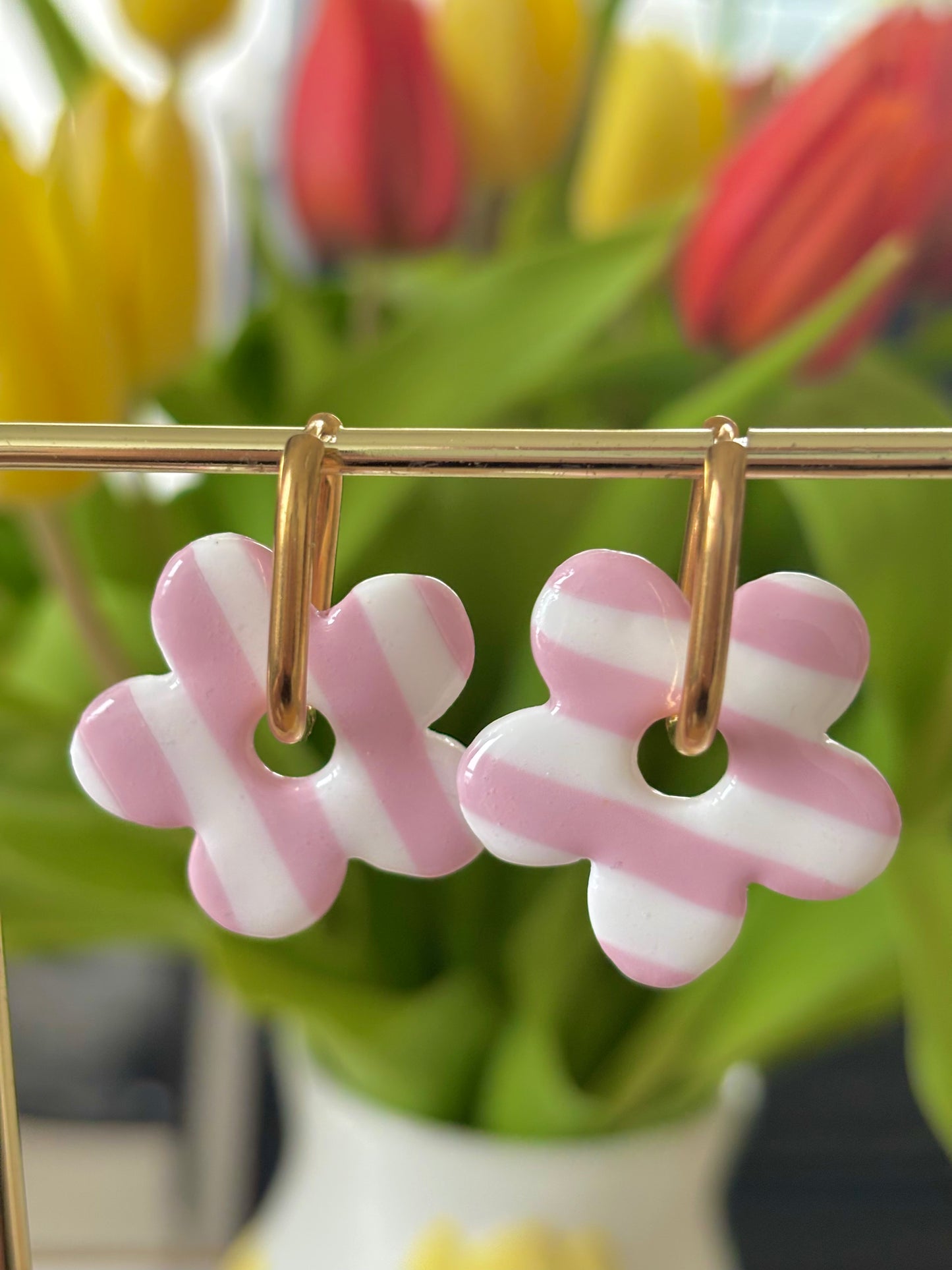 MATHILDE - Rayées rose/blanc (sans créoles)