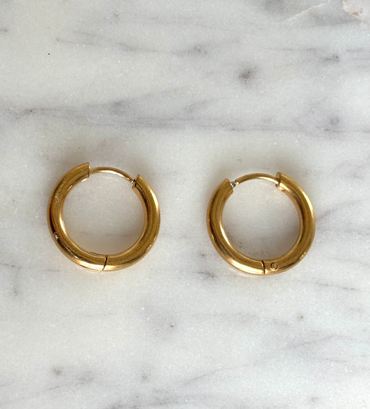 Petites créoles en acier inoxydable ronde - OR