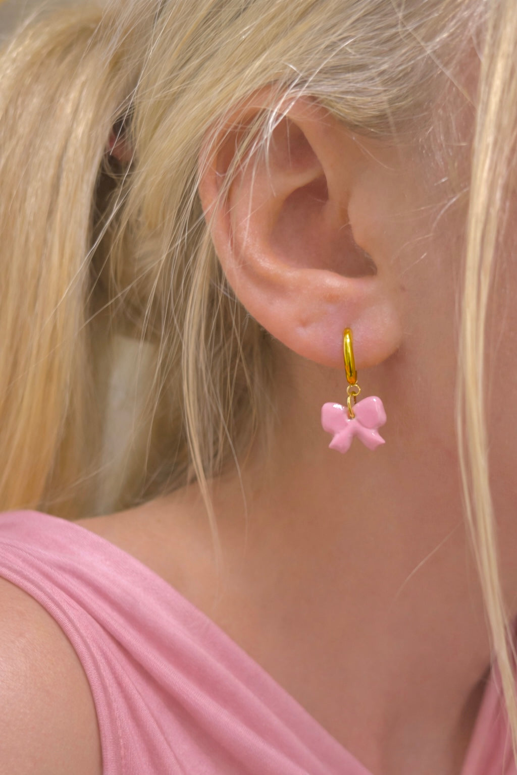 Créoles Nœuds roses - OR