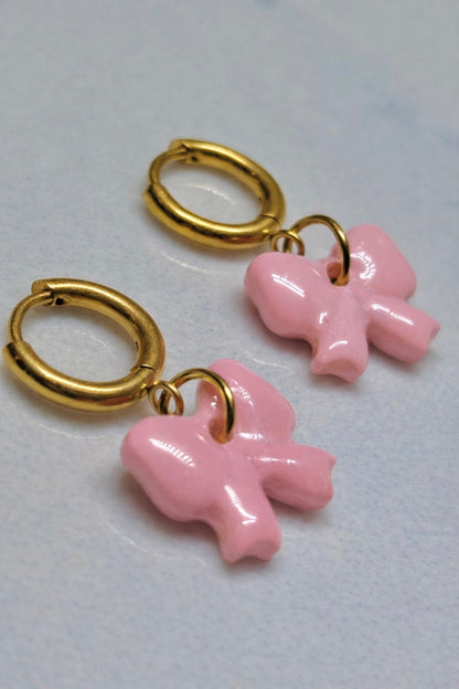 Créoles Nœuds roses - OR